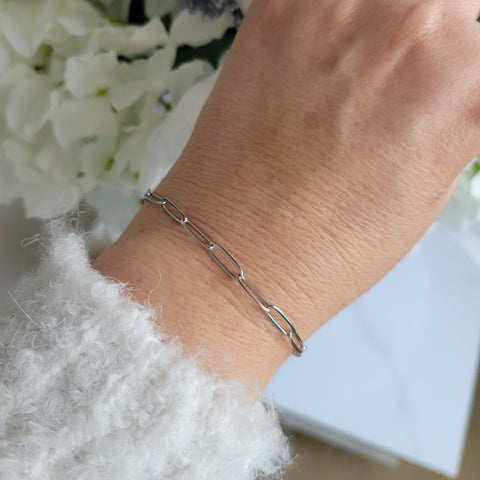 Stainless Steel Paperclip Chain Bracelet, Hypoallergenic, Non Tarnish Waterproof Jewelry, Affordable Git for Her