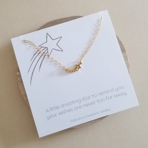 Dainty Gold Shooting Star Necklace and Card Gift Set