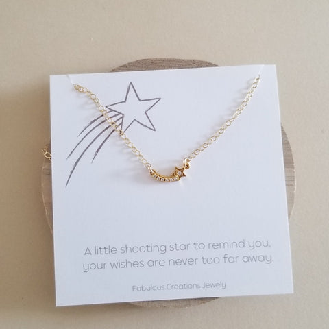 Dainty Gold Shooting Star Necklace and Card Gift Set