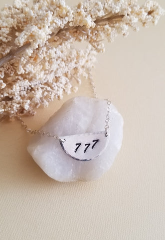 Angel Number Necklace, Hand Stamped Necklace, Spiritual Jewelry, Handmade Necklaces, Gift for Women, Dainty Silver Necklace