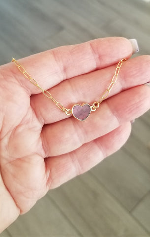 Bridesmaid Gift, Dainty Gemstone Heart Necklace, Wedding Jewelry