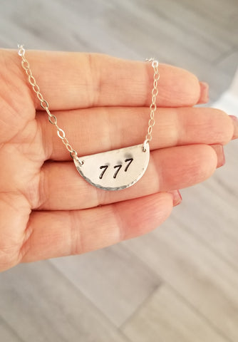 Silver Angel Number Necklace, Spiritual Numerology Jewelry
