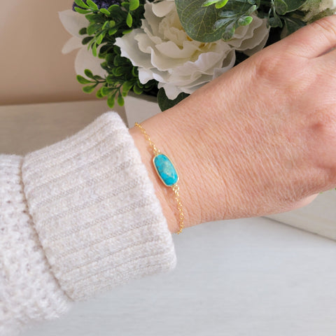 Gold Turquoise Bracelet, Minimalist Jewelry for Women