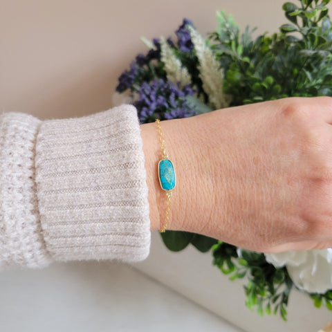 Gold Turquoise Bracelet, Minimalist Jewelry for Women