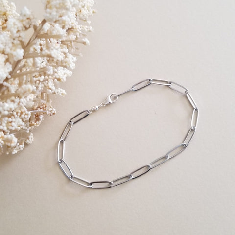 Stainless Steel Paperclip Chain Bracelet, Hypoallergenic, Non Tarnish Waterproof Jewelry