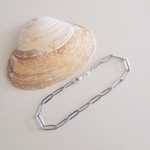 Stainless Steel Paperclip Chain Bracelet, Hypoallergenic, Non Tarnish Waterproof Jewelry