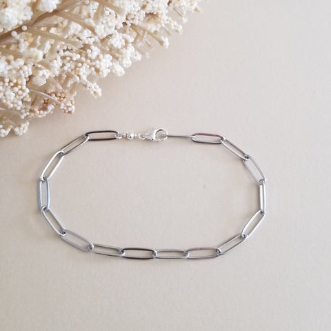 Stainless Steel Paperclip Chain Bracelet, Hypoallergenic, Non Tarnish Waterproof Jewelry