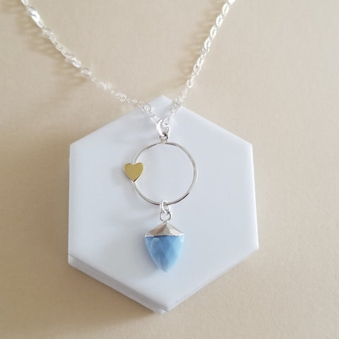Sterling Silver Blue Opal Pendant Necklace