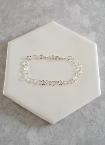 Sterling Silver Circle Link Bracelet, Stacking Bracelet