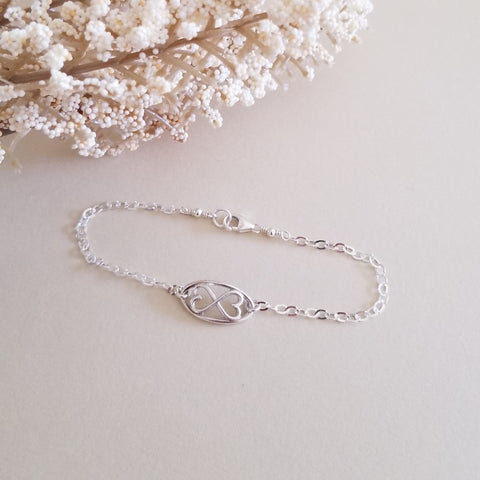 Sterling Silver Infinity Bracelet for Women, Dainty Silver Bracelet for everyday wear