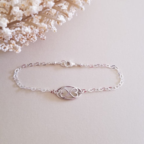 Skinny Silver Bracelet, Sterling Silver Infinity Bracelet, Meaningful Gift for Her