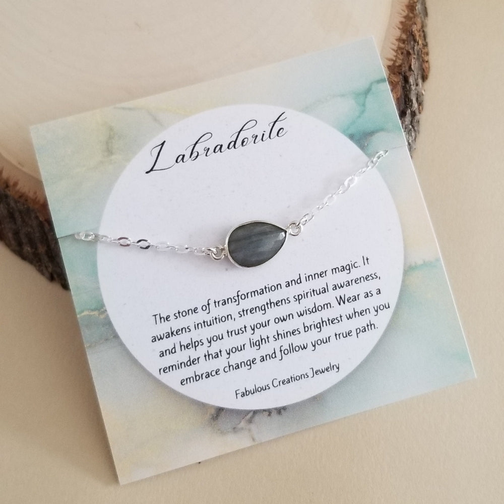 Handmade sterling silver labradorite bracelet for women. Gift for her