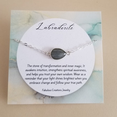 Stone of transformation, Labradorite bracelet for women. Minimalist jewelry