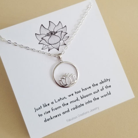 Sterling Silver Lotus Flower Pendant Necklace
