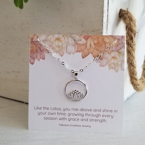 Sterling Silver Lotus Flower Pendant Necklace