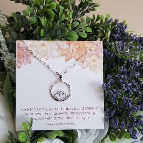 Sterling Silver Lotus Flower Pendant Necklace