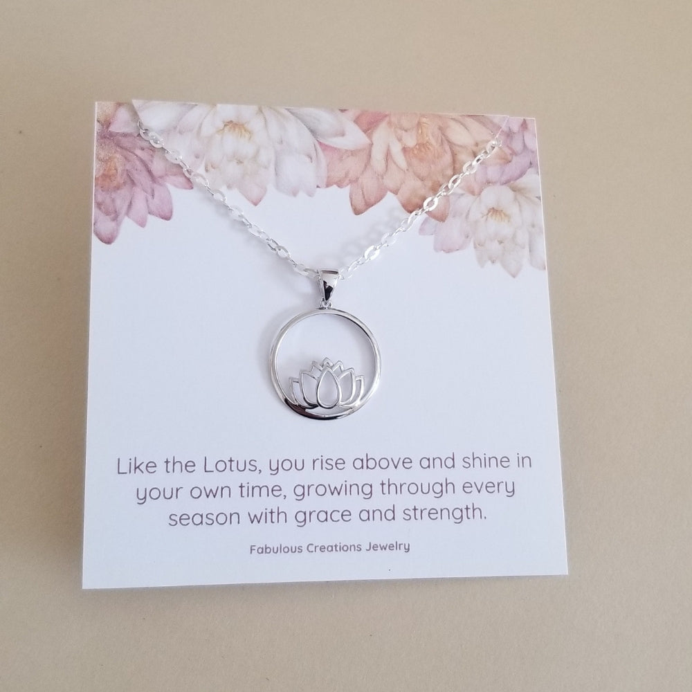 Sterling Silver Lotus Flower Pendant Necklace
