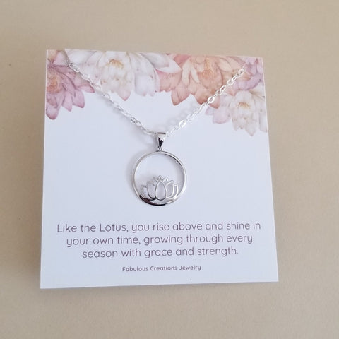 Sterling Silver Lotus Flower Pendant Necklace