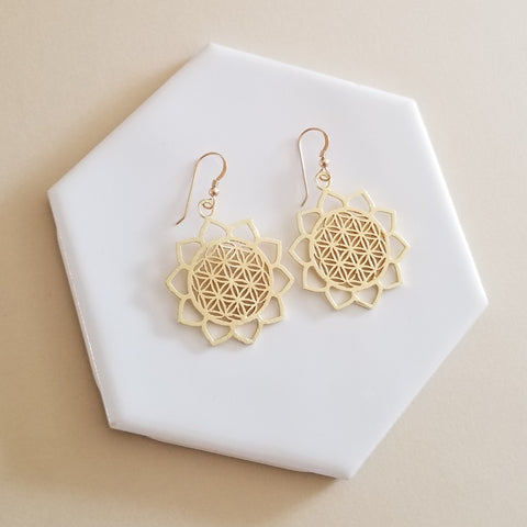 Sunflower Dangle Earrings, Gold or Silver, Summer Jewelry, Gift for Her