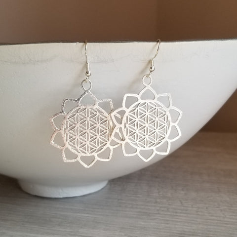 Sunflower Dangle Earrings, Gold or Silver, Summer Earrings, Flower Jewelry