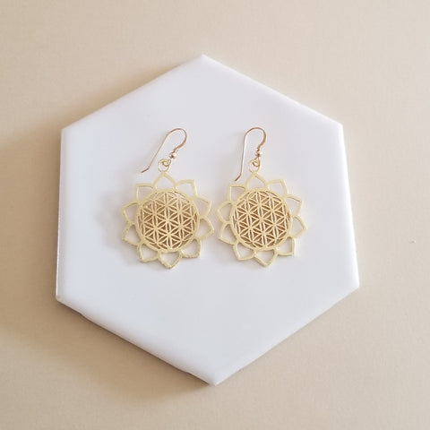 Sunflower Dangle Earrings, Flower Earrings for Women, Everyday Earrings