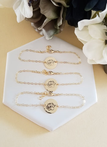 Magnolia Bracelet, Bridesmaid Gift, Dainty Gold Bracelet, Bridesmaid Bracelet Gift, Gift for Bridesmaids, Flower Bracelet, Wedding Jewelry