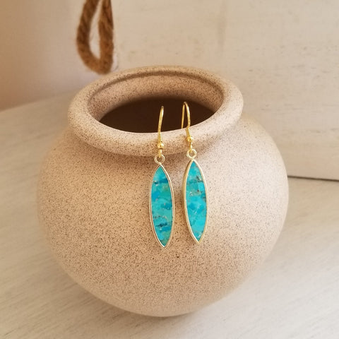Natural Turquoise Marquise Earrings