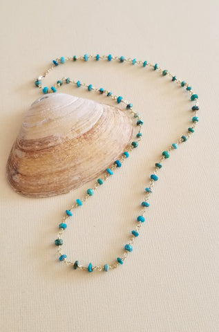 Turquoise Beaded Chain Necklace, Southwestern Jewelry, Turquoise Necklace for women, Gift for Her