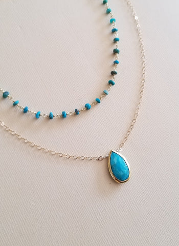 Dainty Beaded Turquoise Necklace, Boho Choker Necklace