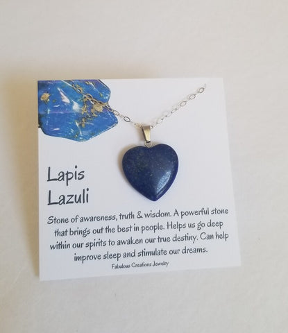 Lapis Lazuli Necklace, Lapis Lazuli Heart Pendant, Heart Necklace, Healing Crystal Necklace, Gemstone Heart, Graduation Gift for Her, Layering Necklace