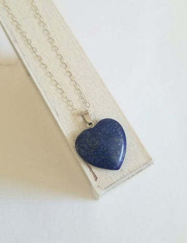 Sterling Silver Lapis Lazuli Necklace, Heart Pendant Necklace, Gift for Her, Graduation Gift, Blue Lapis Lazuli Jewelry