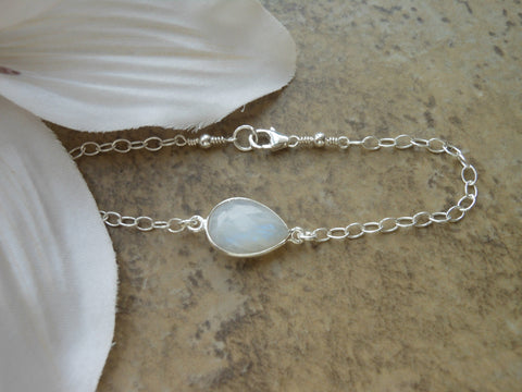 simple silver bracelet with moonstone