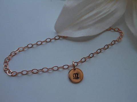 Rose Gold Initial Bracelet, Monogram Bracelet