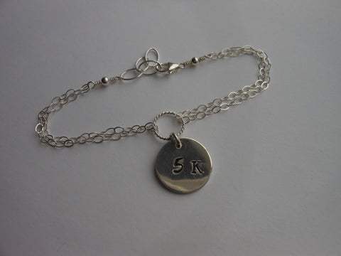 Runners Jewelry, 5K Bracelet, Sterling Silver Bracelet, Gift for Runner
