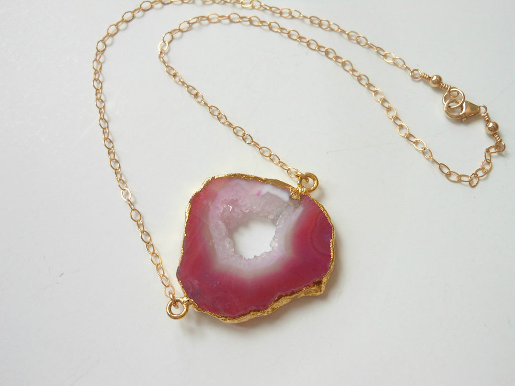 natural geode necklace-gold geode necklace