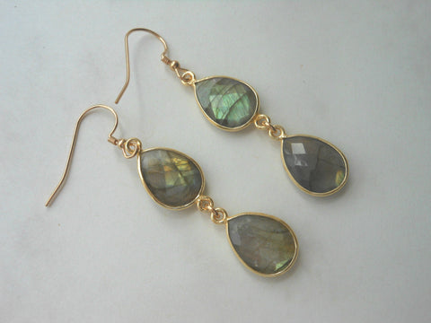 Labradorite Teardrop Earrings, Gemstone Statement Earrings