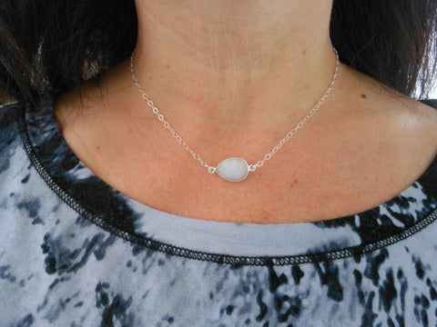 Moonstone Choker, Sterling Silver Moonstone Necklace, Layering Necklace