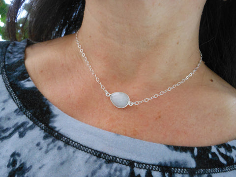 Moonstone Choker, Sterling Silver Moonstone Necklace, Layering Necklace