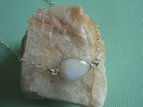 Moonstone Choker, Sterling Silver Moonstone Necklace, Layering Necklace