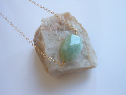 Dainty Gemstone Necklace, Morganite Necklace, Gem Nugget Necklace