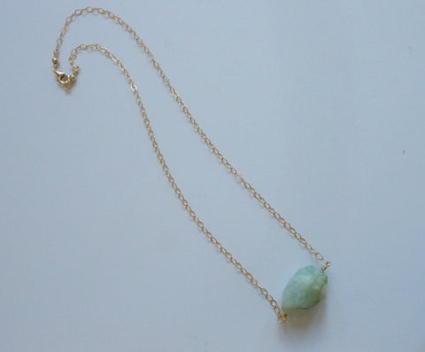 Dainty Gemstone Necklace, Morganite Necklace, Gem Nugget Necklace
