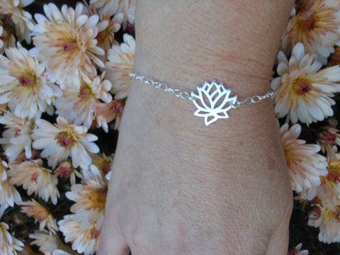 Sterling Silver Lotus Flower Bracelet