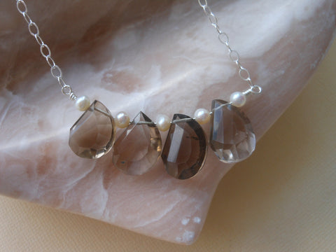 smokey topaz necklace-sterling silver gemstone necklace