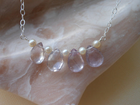 pink amethyst necklace-freshwater pearls necklace