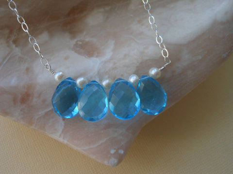 something blue-pearl necklace-bib necklace