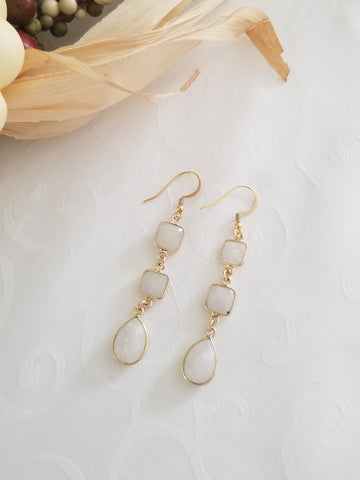 Formal Gemstone Earrings, Moonstone Earrings, Wedding Jewelry