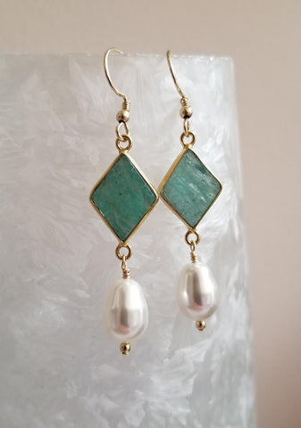 natural Amazonite earrings gold