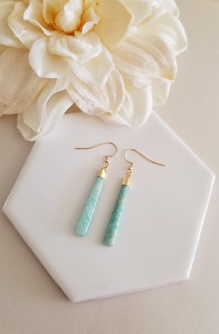 Long Amazonite Dangle Earrings