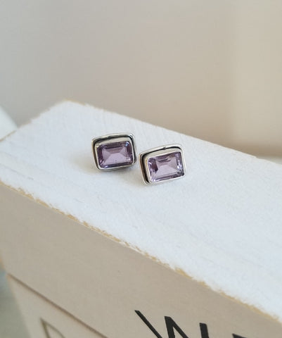 Sterling Silver Amethyst Stud Earrings