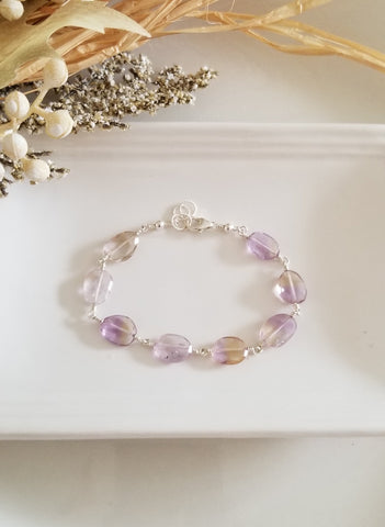 One of a kind Ametrine Bracelet for Women, Chunky Gemstone Bracelet Handmade in the USA, Gift for Her